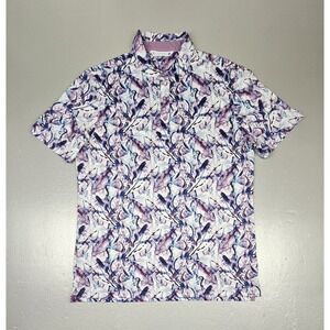 7 Diamonds Shirt Mens Medium White Abstract Pattern 4 Way Stretch Performance 7D